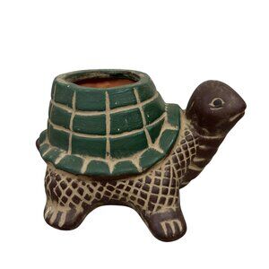 Vintage Mini Painted Turtle Terracotta Planter